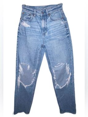American Eagle Outfitters Light Blue Distressed Strigid Mom Jeans